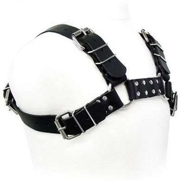 Pettorina in Pelle Black Bull per Cani - Regolabile da S a XL, Perfetta per BDSM